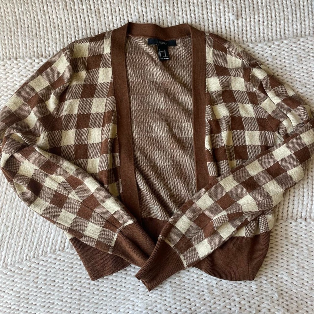 5 for $25 Forever 21 Women's Cream and Brown Cardigan